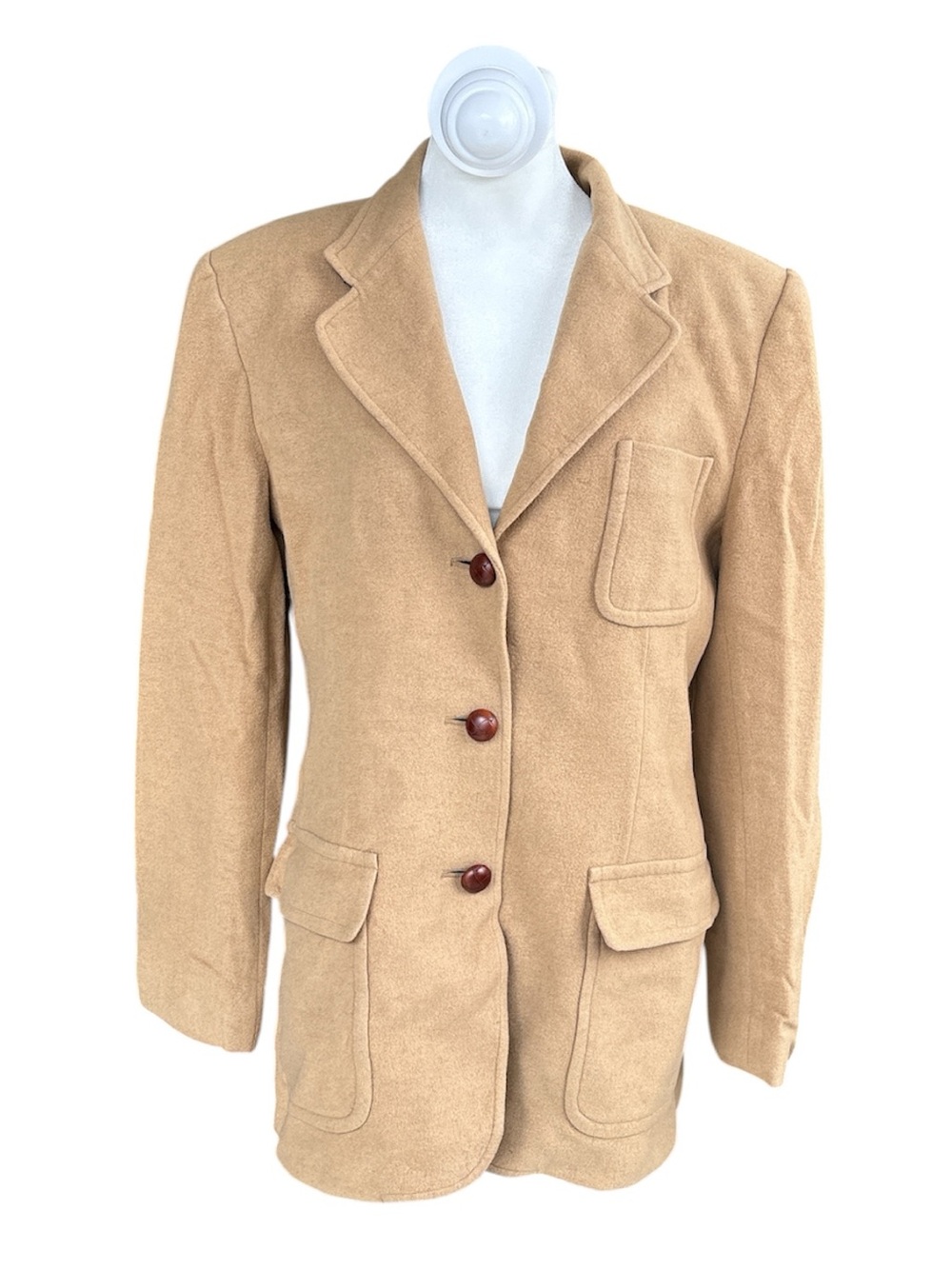 Lauren Ralph Lauren Wool & Camel Hair Equestrian Blazer Tan 10